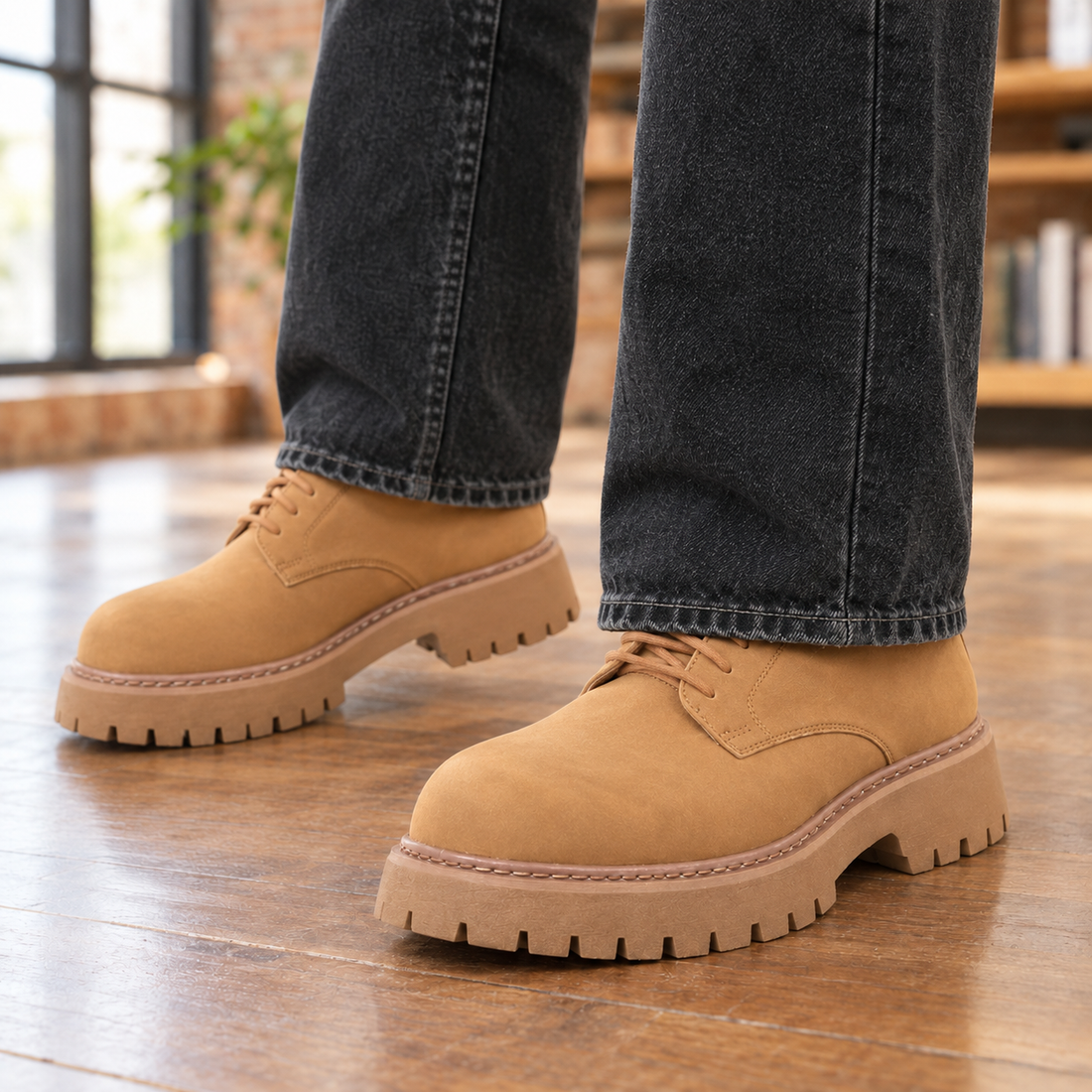 Monreale Chunky Derby Shoes - Tan