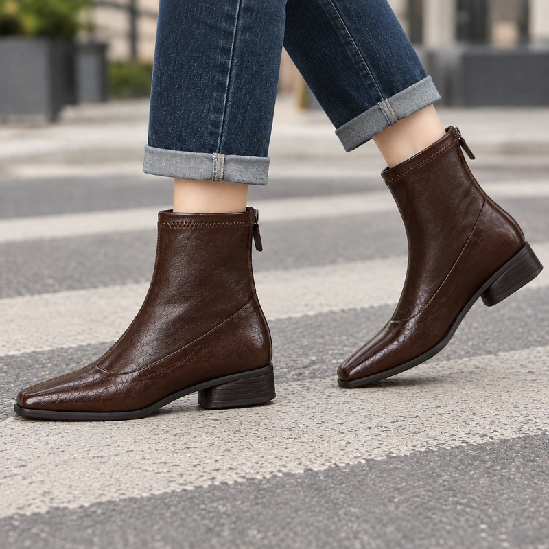 Cesena Square Toe Boots - Brown