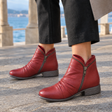 Calvino-Capri Zip Ankle Boots - Red