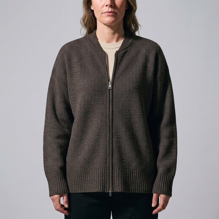 Fenella Zip Cardigan - Coffee