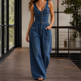 Simone-Hope V Neck Jumpsuit - Dark Blue