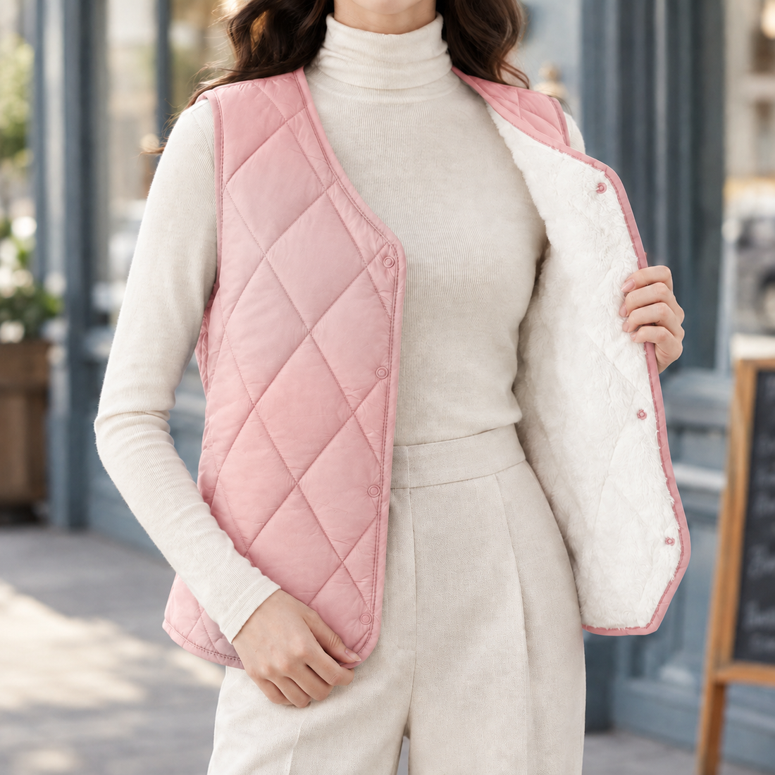 Annabeth Quilted Vest - Plus Velvet Peach Powder