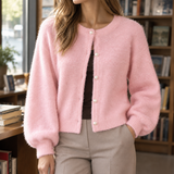 Oriane-Claire Pearl Button Cardigan - Pink