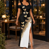 Adaline-Louise Butterfly Maxi Dress - Black