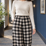 Sylvaine-Jane Straight Leg Pants - Plaid Black White