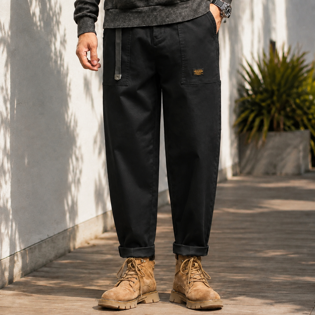 Dario Relaxed Cargo Pants - Black