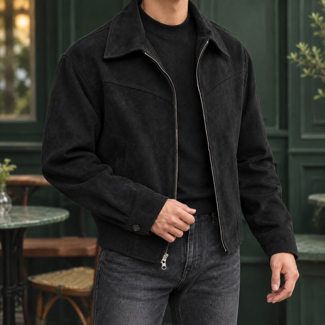 Solomon Suede Jacket - Black
