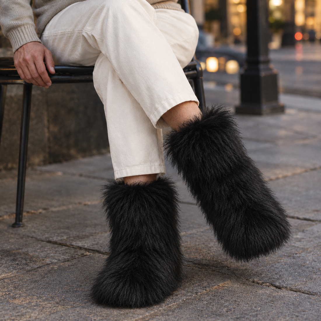 Romano-Vico Plush Boots - Black