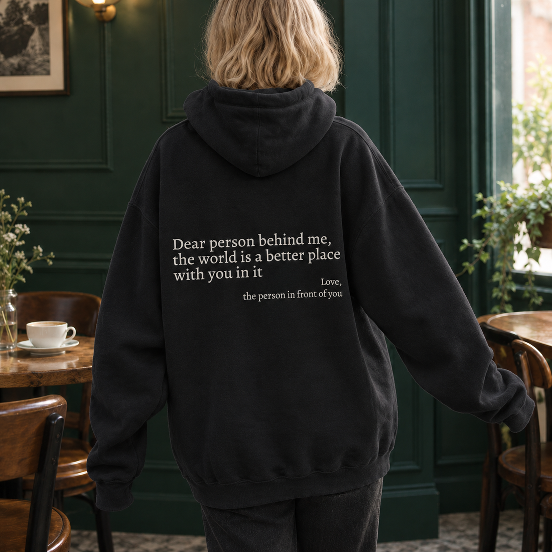 Honora-Pearl Message Hoodie - Black