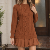 Leah-Eve Cable Knit Sweater - Caramel Brown
