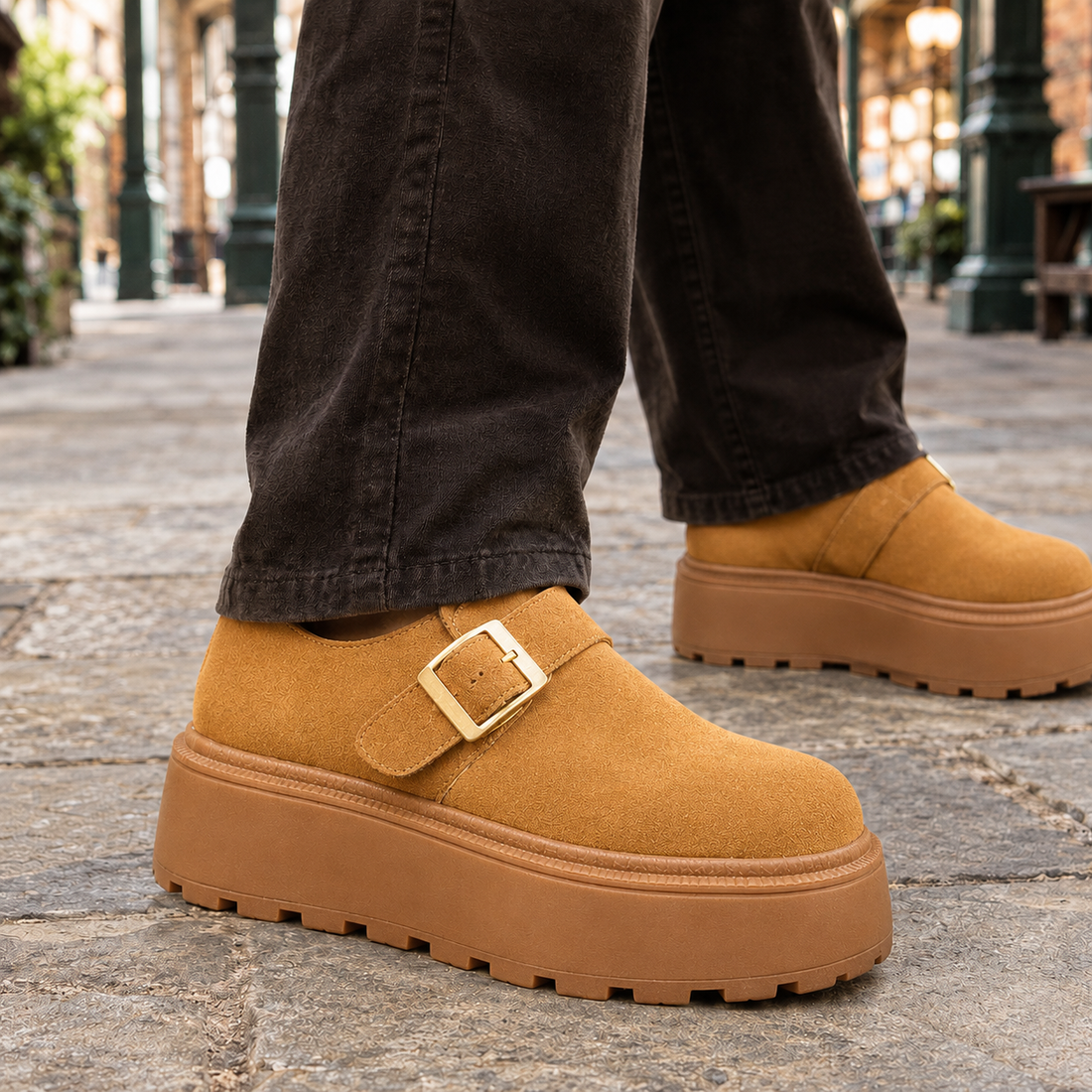 Sabatini Platform Monk Shoes - Camel