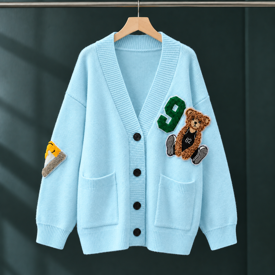 Paige Bear Cardigan - Lake Blue