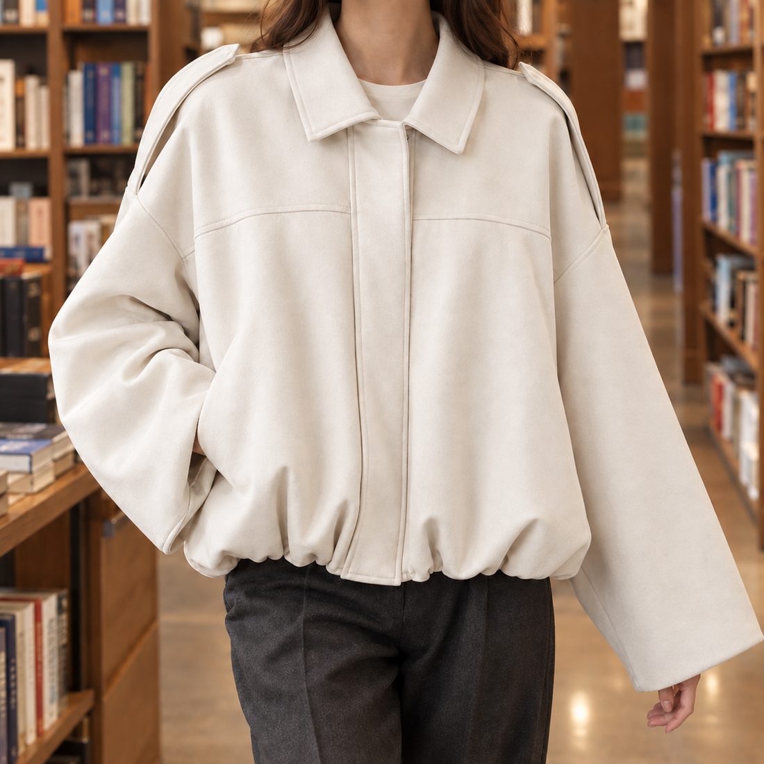Clemence-Marie Suede Bomber Jacket - Off White