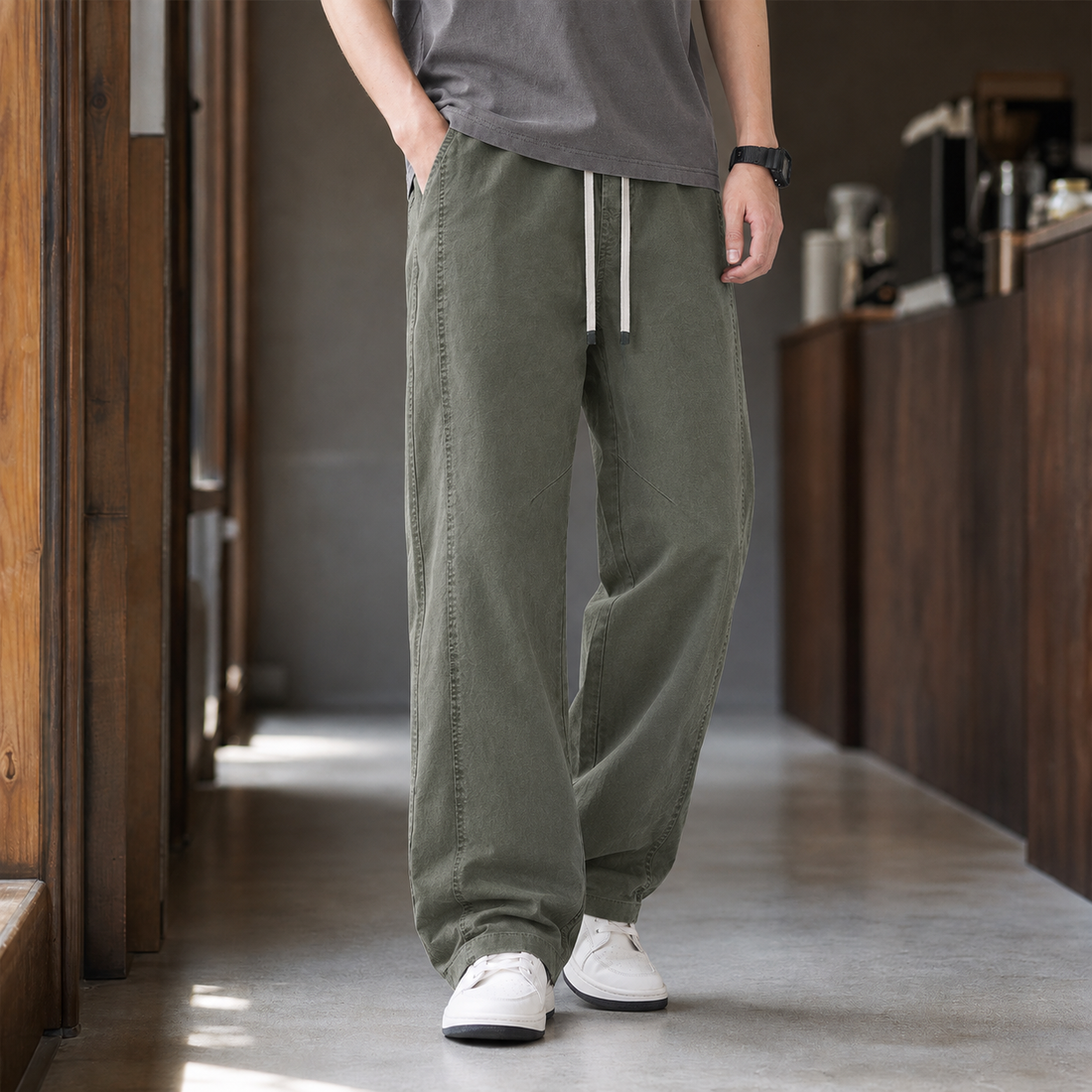 Dario Relaxed Pants - Army Green