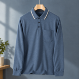 Florian Cotton Polo - Lapel Blue Gray