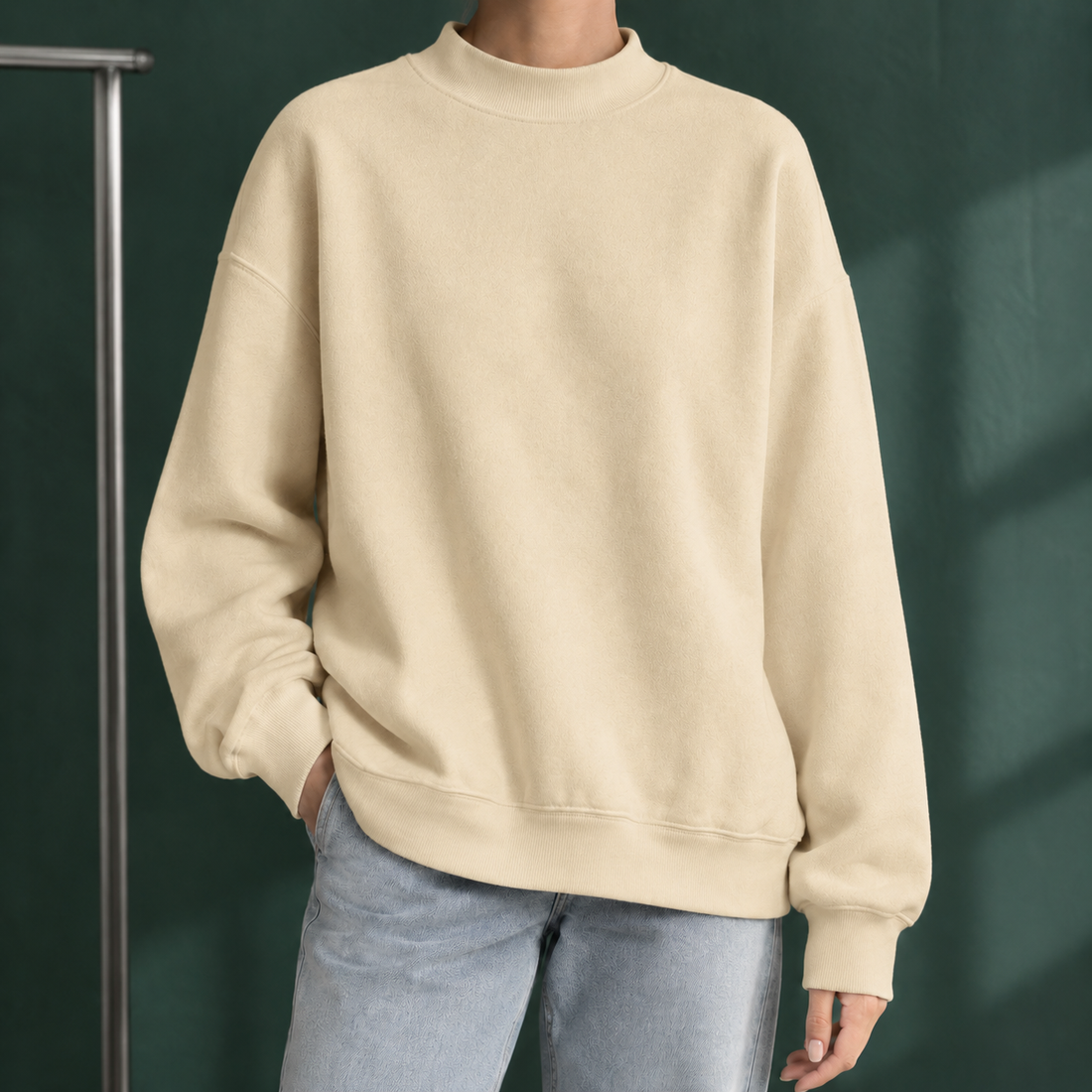 Ancelin Mock Neck Sweater - Khaki