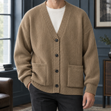 Samuel Ribbed Cardigan - Khaki