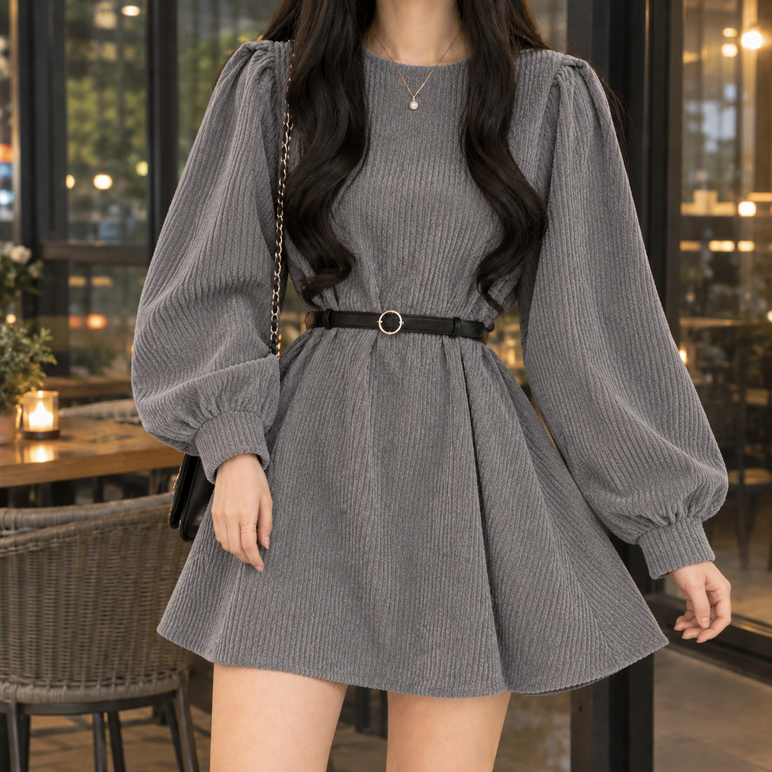 Halcyon-Eve A-Line Dress - Gray Free