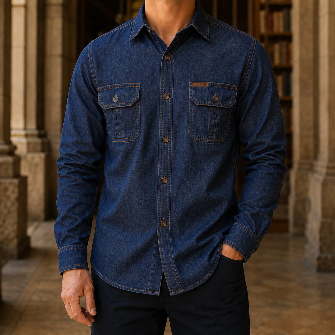 Edric Denim Shirt - Navy
