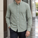 Brett Button Down Shirt - Olive Check