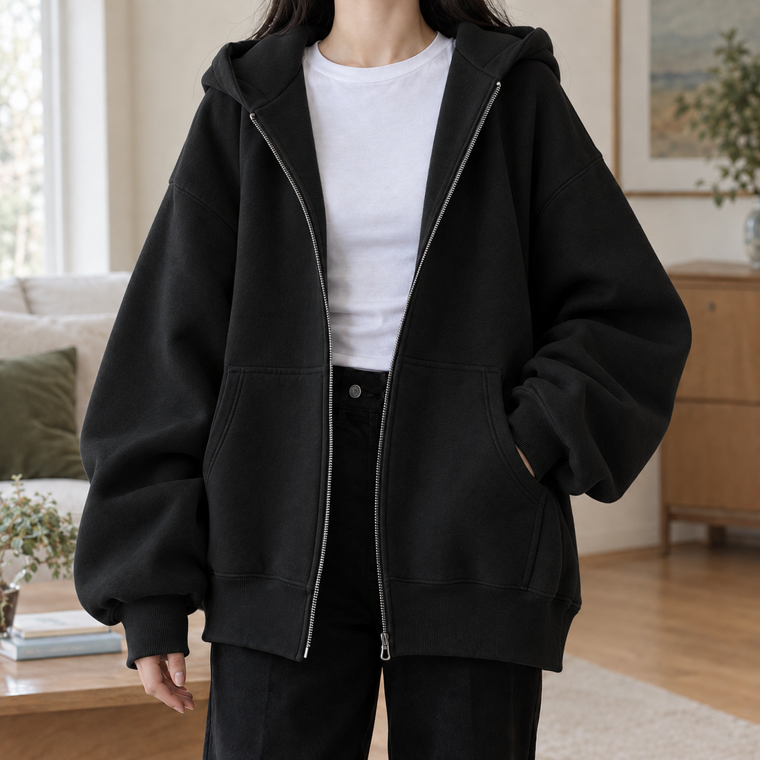 Amandine-Hope Oversized Hoodie - Black
