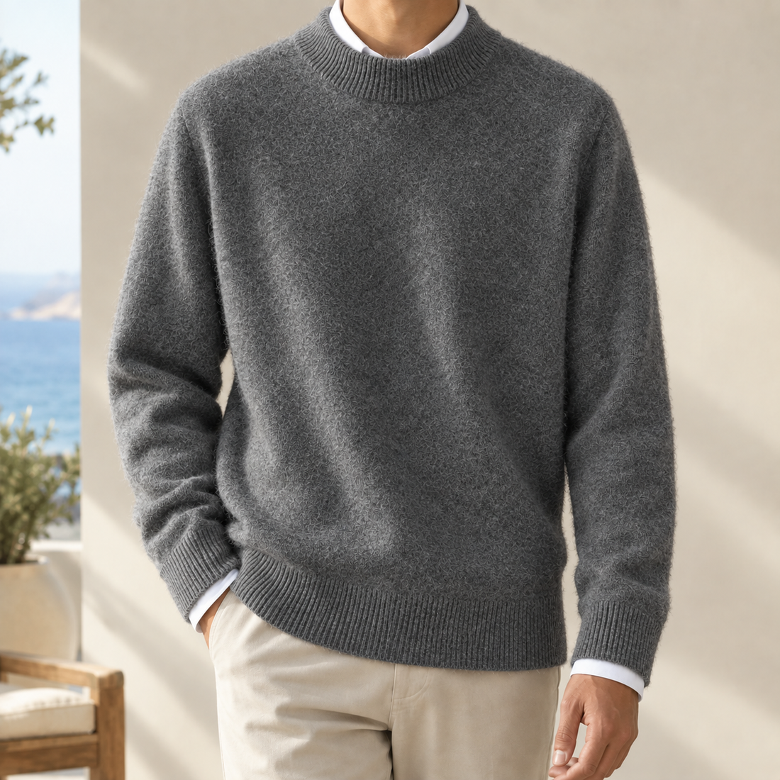 Blake Mock Neck Sweater - Dark Gray