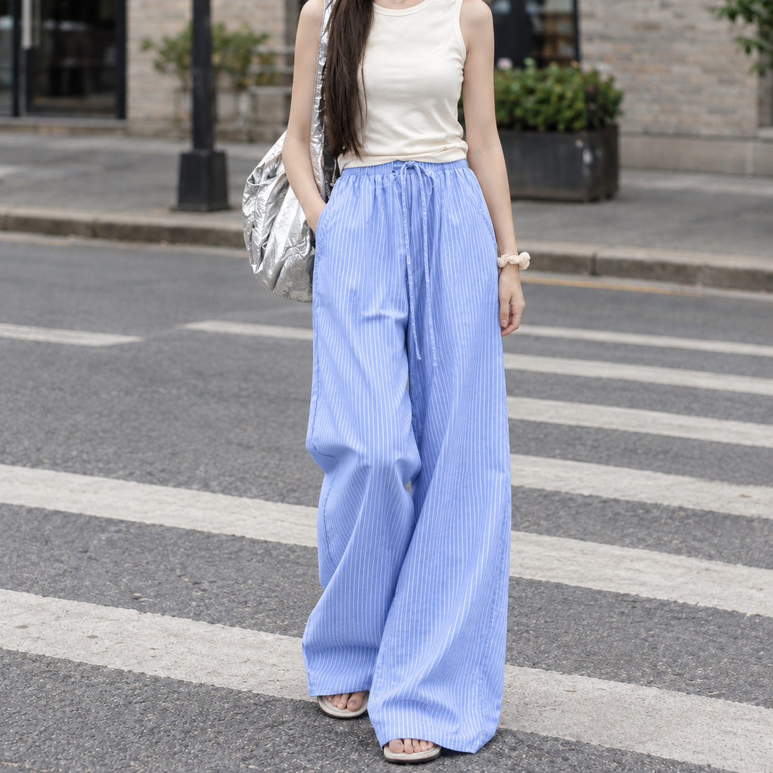 Gabriella-Hope Wide Leg Pants - Blue