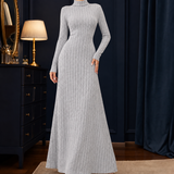 Cerys-Marie Ribbed Maxi Dress - Light Gray