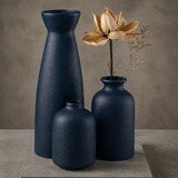 Quarry Textured Vase Set - Navy Blue