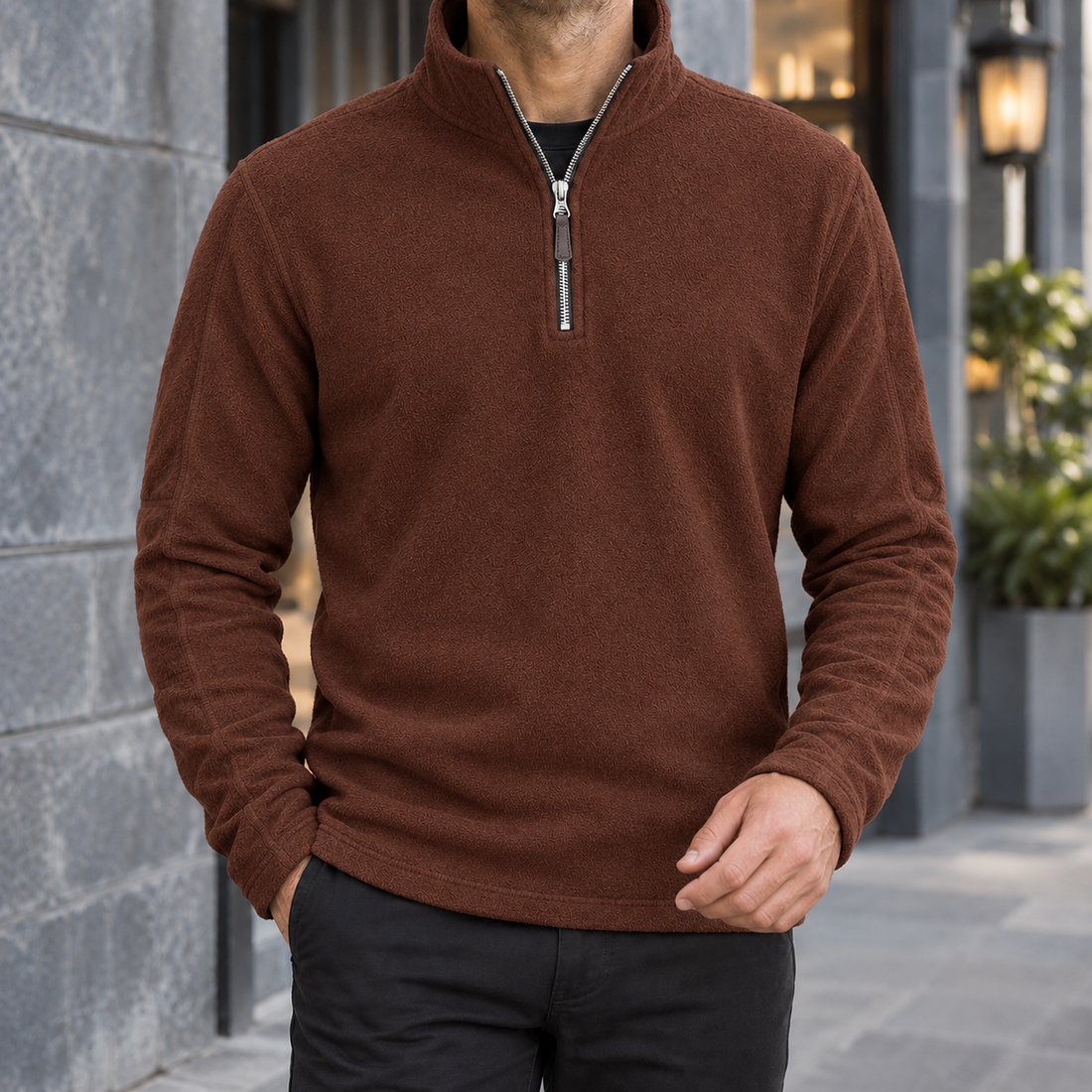 Hudson Fleece Pullover - Dark Brown