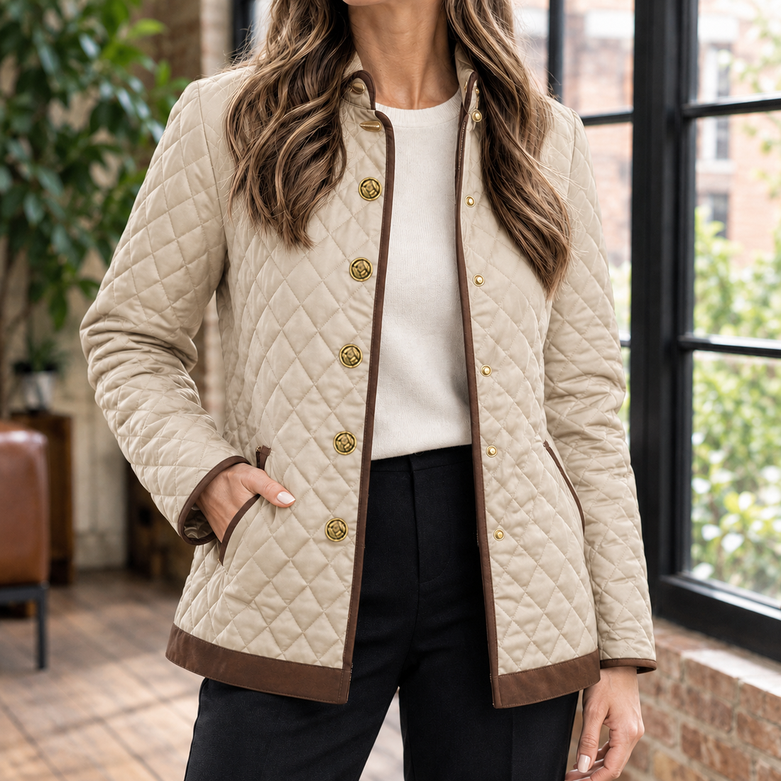 Lavinia-Rose Quilted Jacket - Apricot