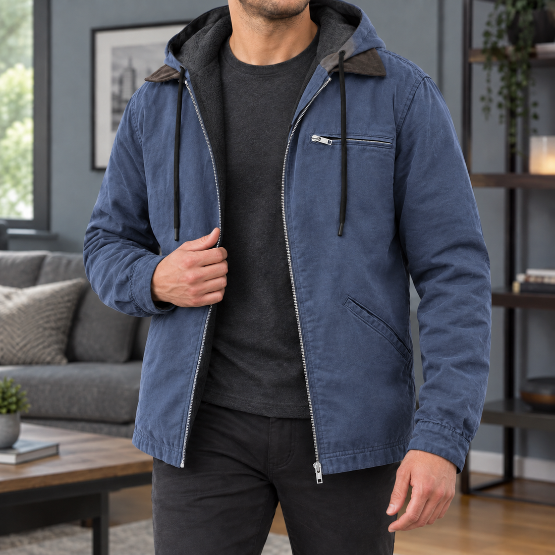 Florian Hooded Jacket - Navy Blue