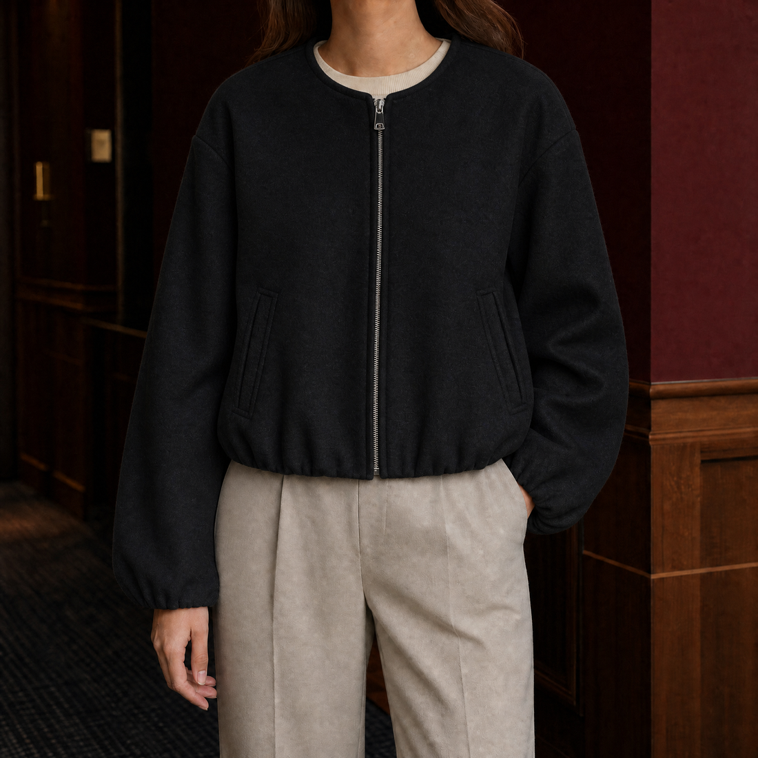 Andrina-Belle Cropped Jacket - Black