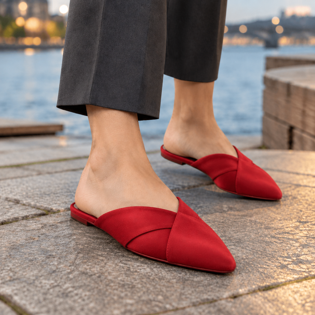 Bembo Stiletto Mules - Red