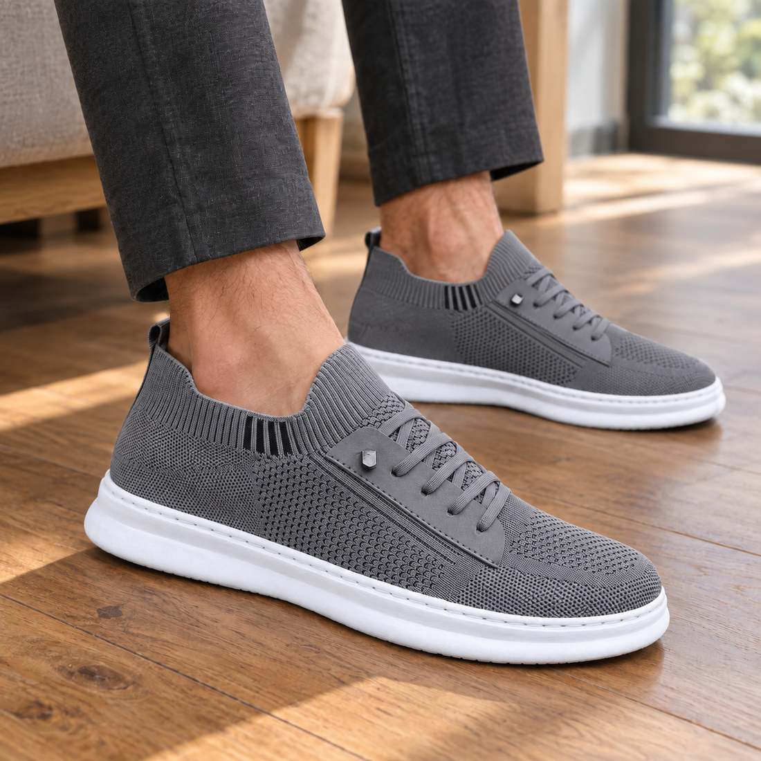 Bellagio-Garda Knit Sneakers - Gray-wk
