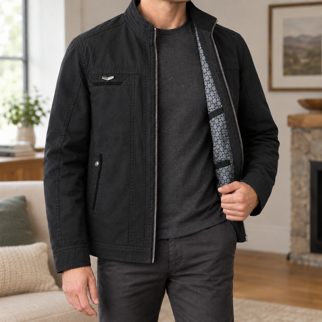 Dorian Stand Collar Jacket - Black