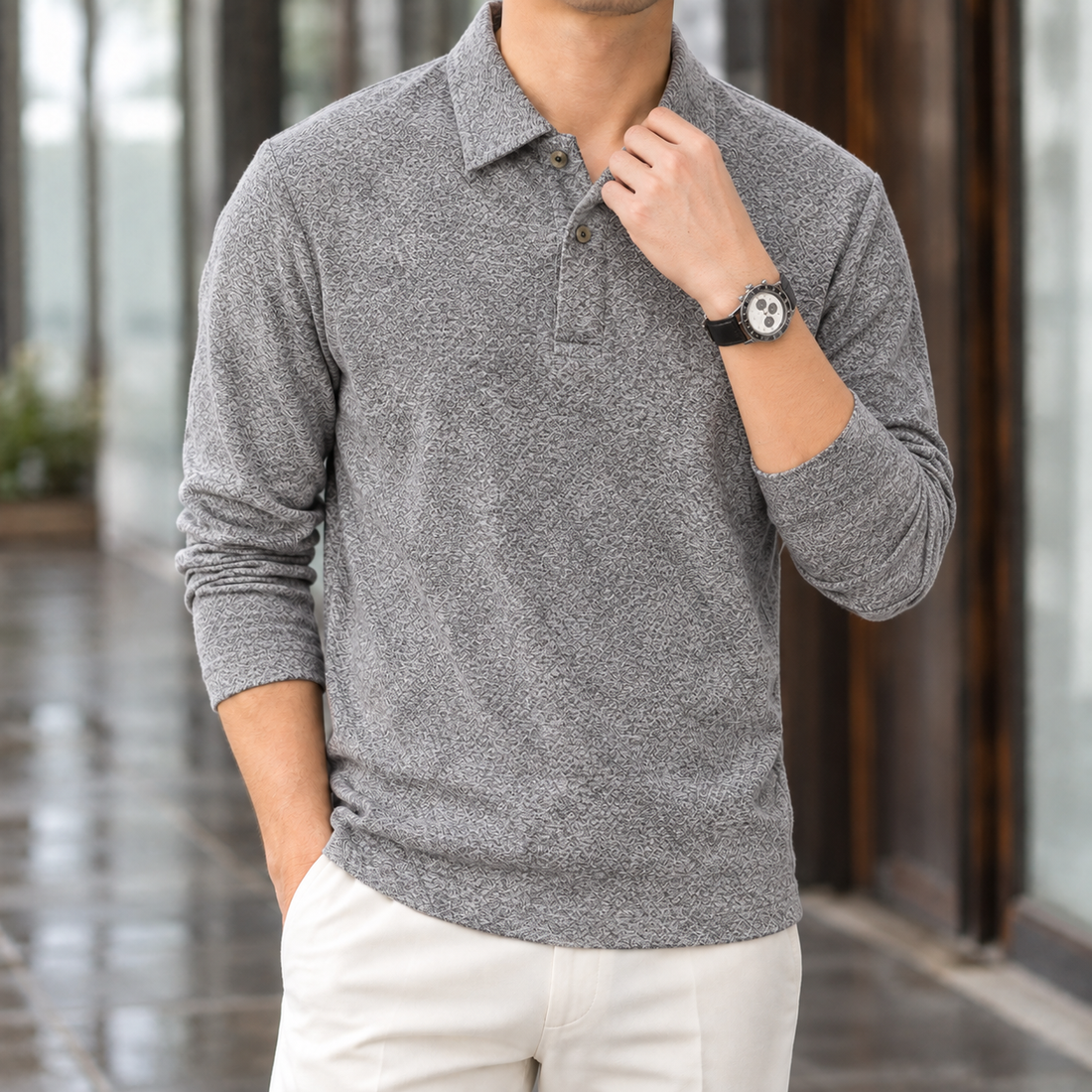 Hudson Textured Polo - Gray