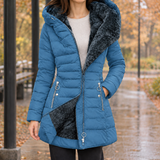 Gemma-Pearl Plush Lined Puffer Jacket - Blue