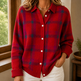 Sabina Plaid Sweater - Red