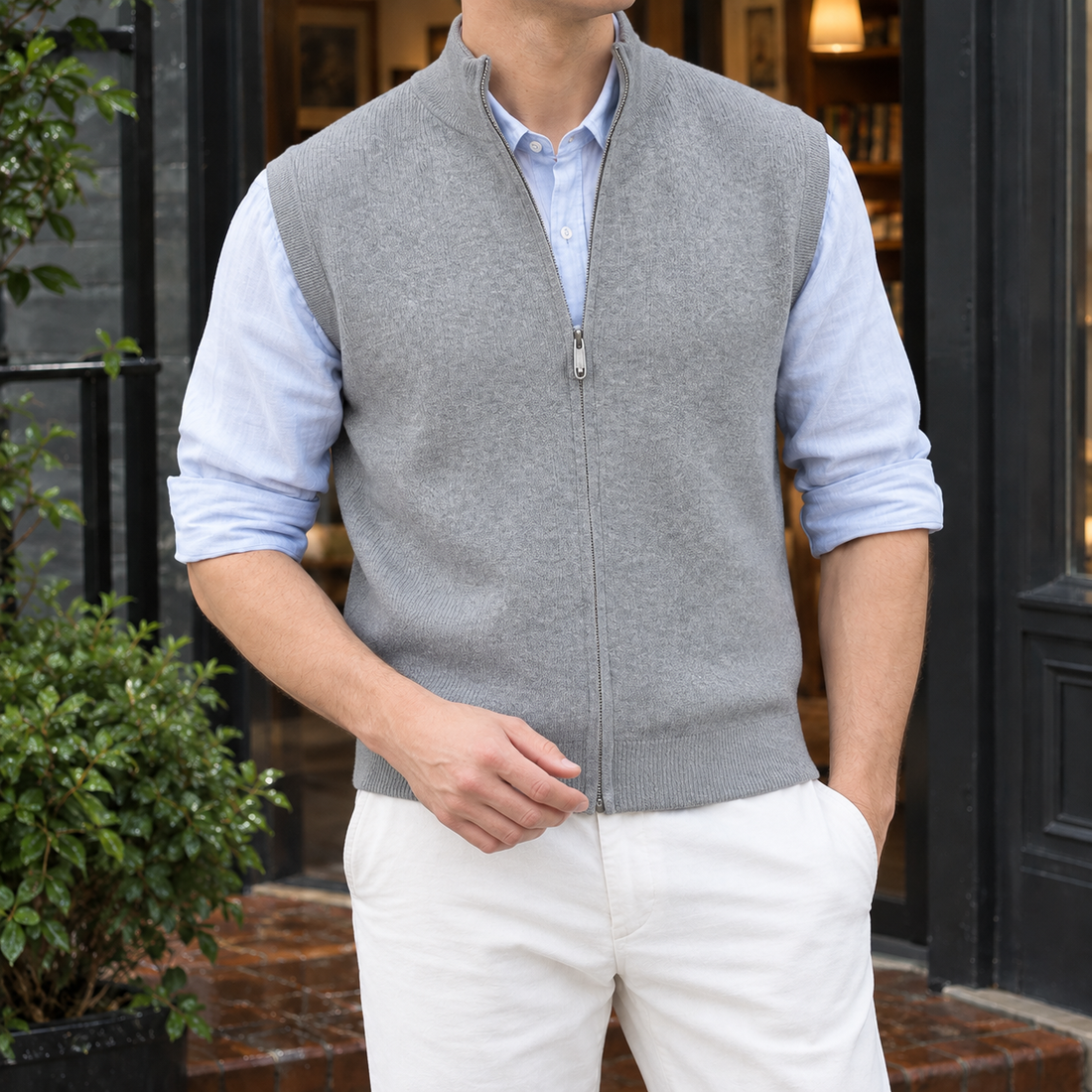 Pascal Ribbed Vest - Light Gray