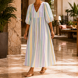 Audrey Striped Midi Dress - Verde Lila