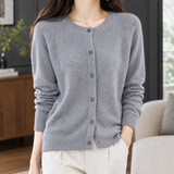 Michelle Round Neck Cardigan - Gray
