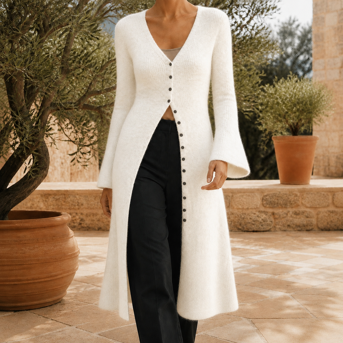 Alba-Faye V Neck Sweater - White