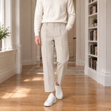 Lancelot Straight Pants - Khaki Cropped