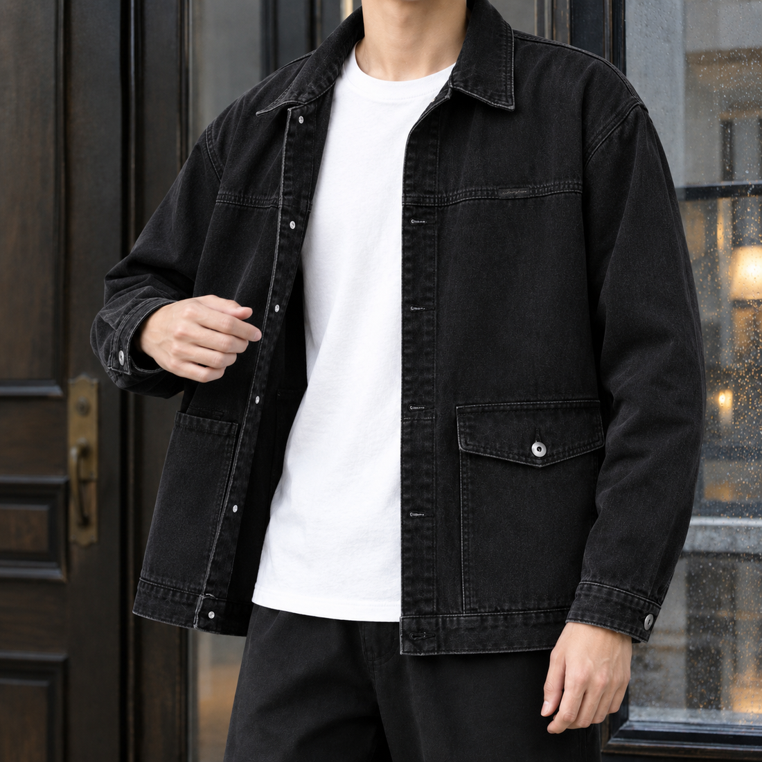 Blake Relaxed Denim Overshirt - Black