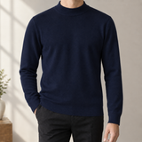 Alphonse Mock Neck Sweater - Navy Blue