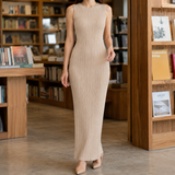 Liliana-Belle Ribbed Maxi Dress - Khaki