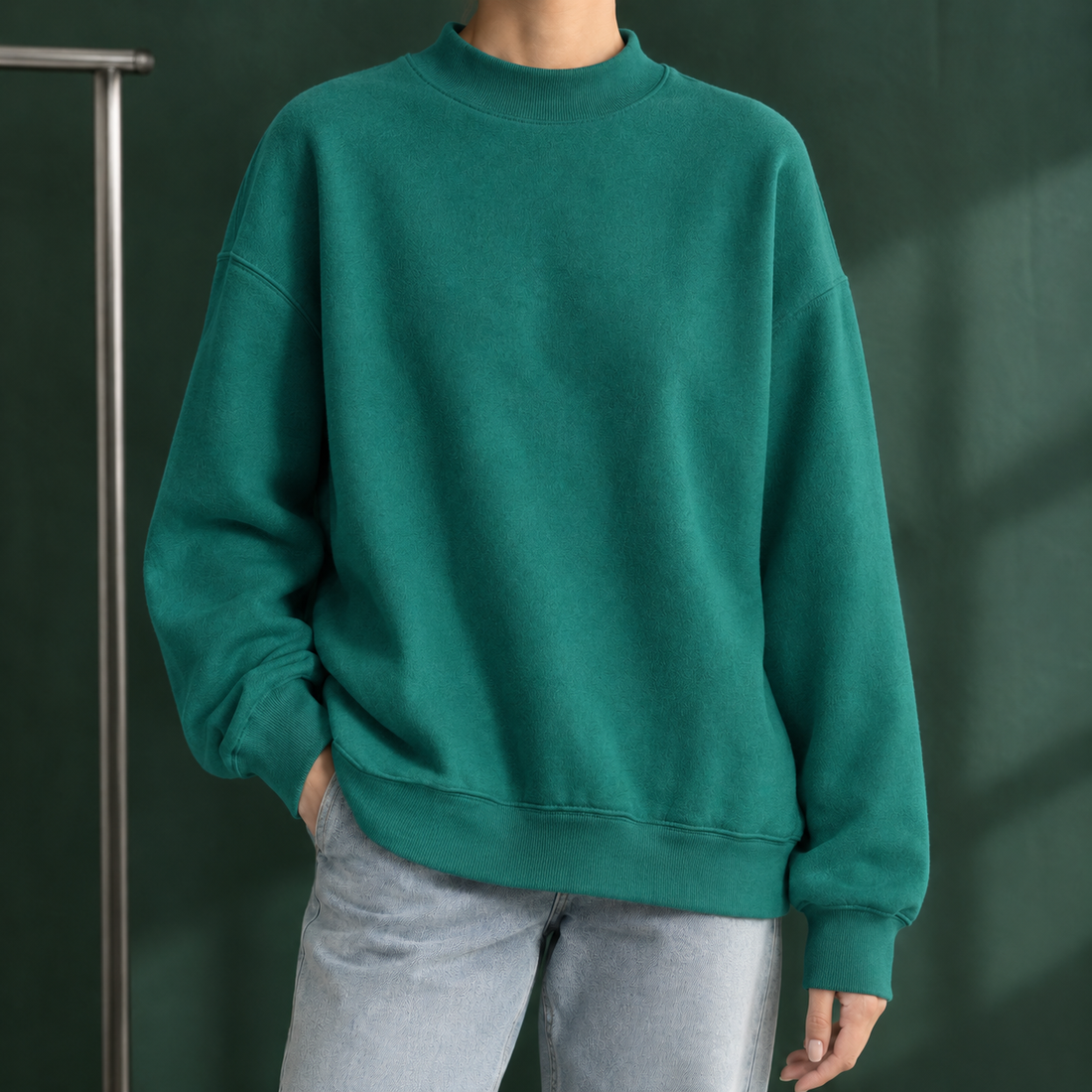 Ancelin Mock Neck Sweater - Green