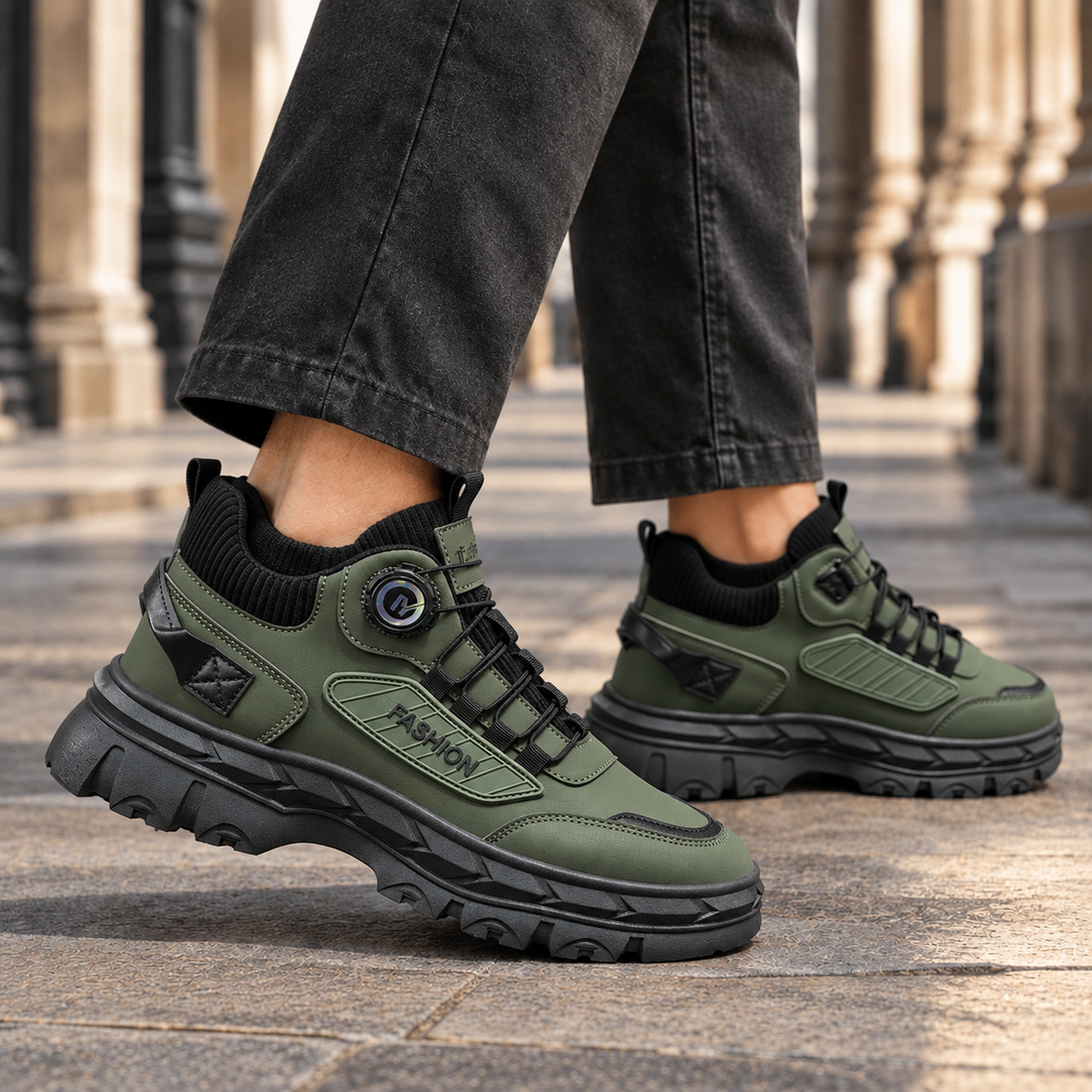 Bellagio-Arezzo Chunky Sneakers - Olive Green