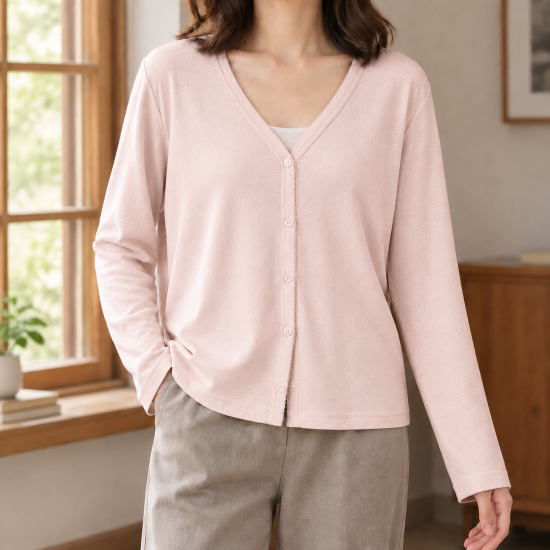 Hyacinth Button Front Jacket - Pearl Powder